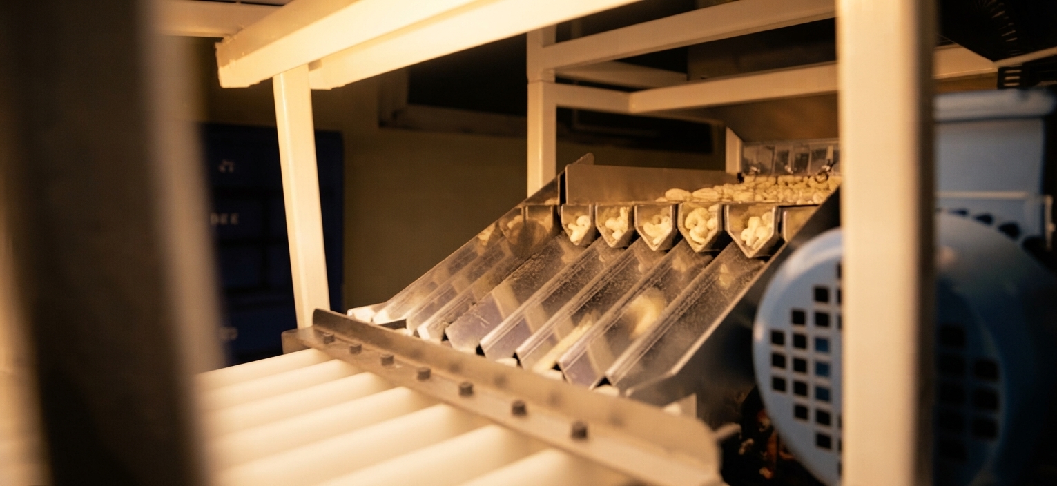 Size-grading chutes.